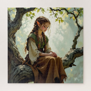 Elven Girl in Vintage Dress Jigsaw Puzzle
