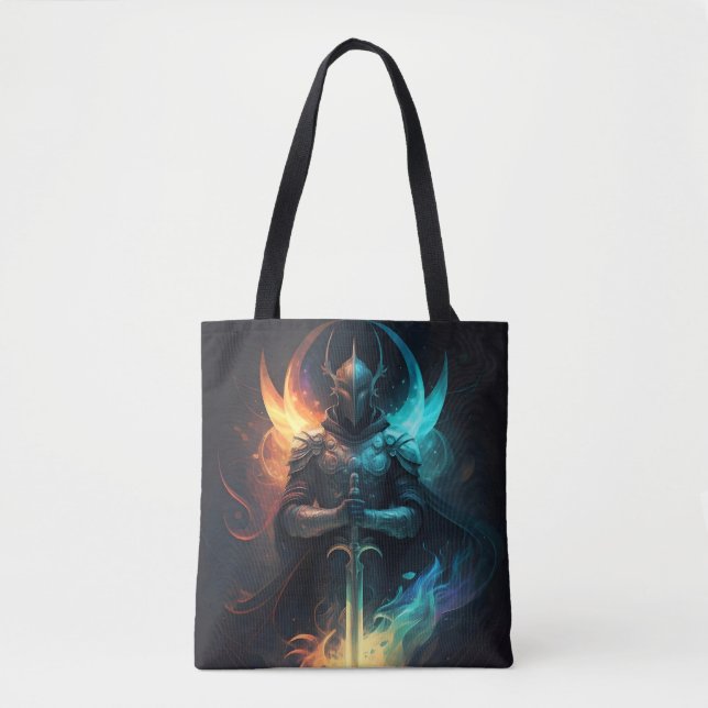Elven Magic: Knight with Enchanted Sword Tote Bag (Front)