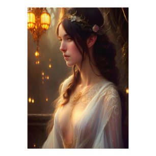 Elven Princess in White Lace Dress  Photo Print