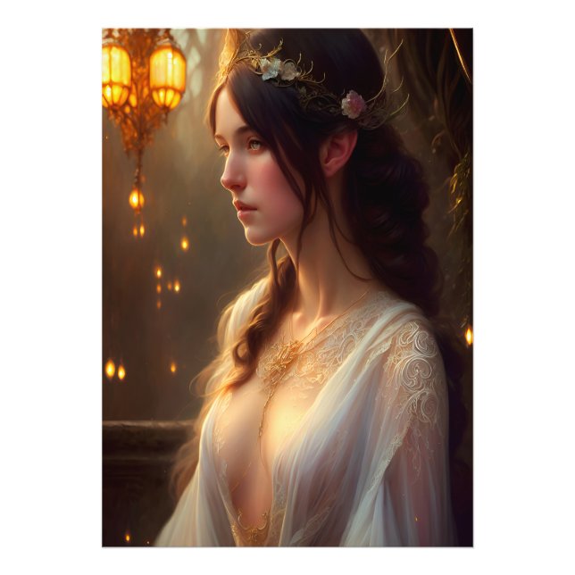 Elven Princess in White Lace Dress  Photo Print (Front)