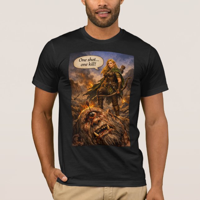 Elven Ranger vs Cyclops T-shirt (Front)