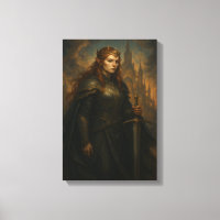 Elven Warrior Queen in Armour with Crown and Sword