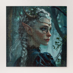 Elven Woman with Horns and Glasses Jigsaw Puzzle