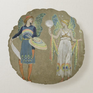 Elves and Fairy Painters, from 'The Snowman' 1899 Round Pillow