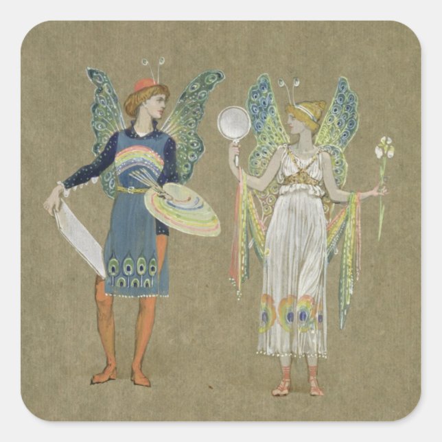 Elves and Fairy Painters, from 'The Snowman' 1899 Square Sticker (Front)