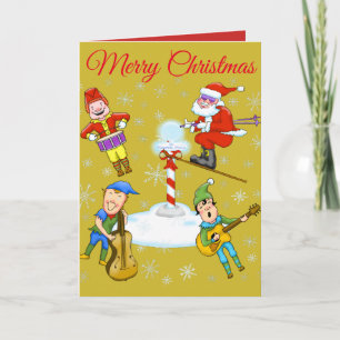 Elves and Santa Christmas Greeting Card