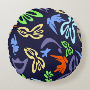 Elves, Butterflies and Masks 4 Round Pillow