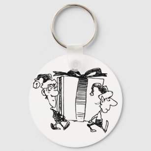 Elves Carrying A Package Keychain