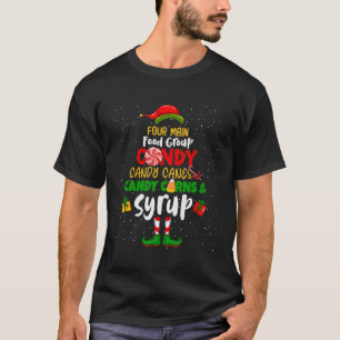 Elves Four Main Food Groups Candy Cane Christmas E T-Shirt