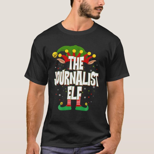 Elves Group The Journalist Elf Christmas T-Shirt (Front)