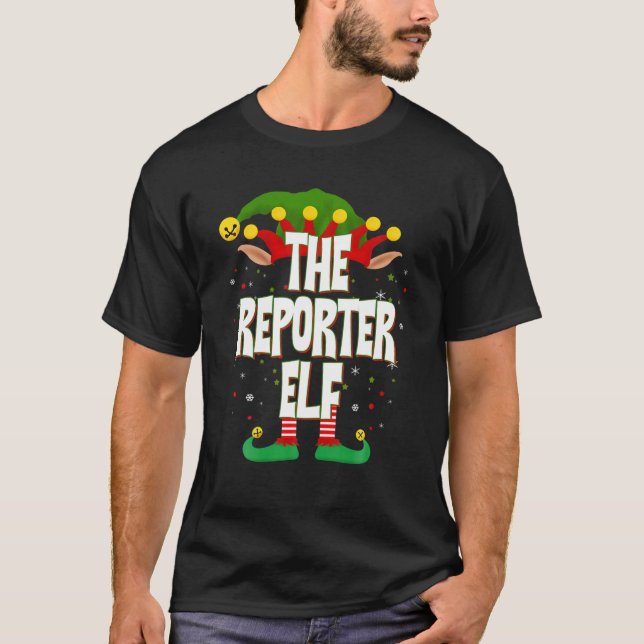 Elves Group The Reporter Elf Christmas T-Shirt (Front)