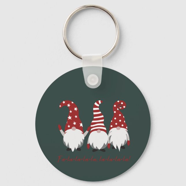 Elves in Hats Fa La La La keychain (Front)