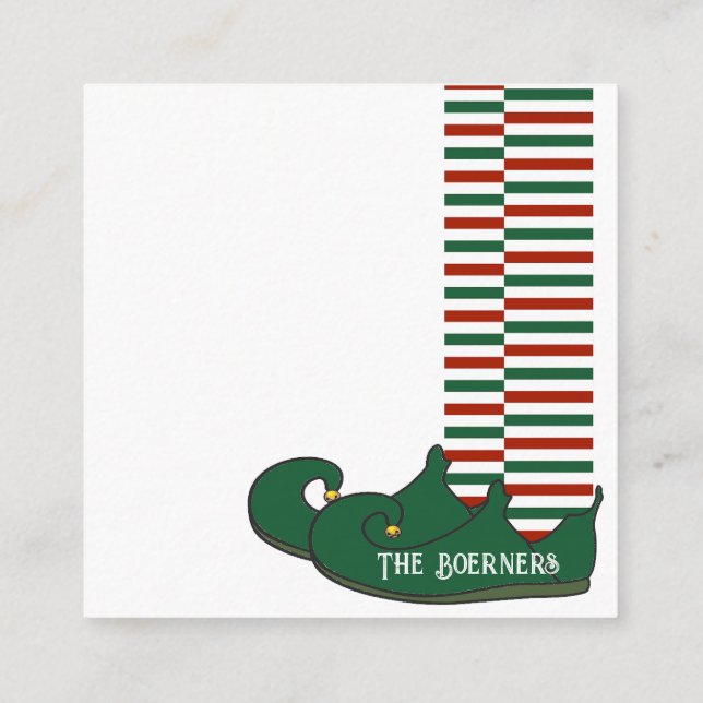 Elves Legs Merry Christmas Gift Tag  Enclosure Card (Back)