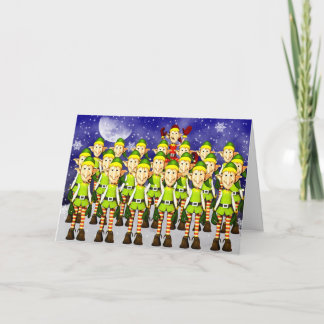 Elves, naughty, school pic, snow Christmas card