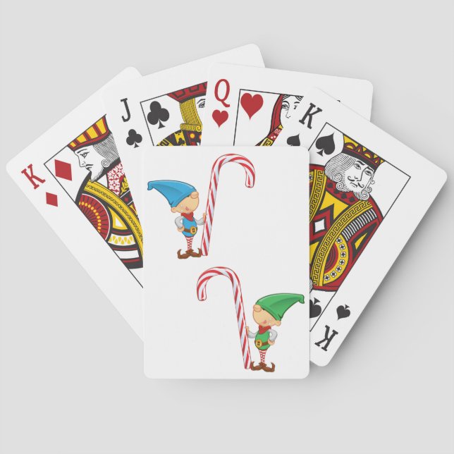 Elves With Candy Canes Playing Cards (Back)
