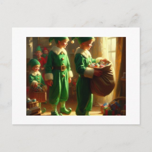 Elves with  Gifts,  Postcard (Front)