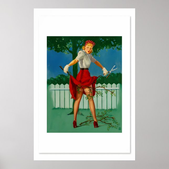 Elvgren940s Pin-Up Girl Trim Limbs Yardwork Poster (Front)
