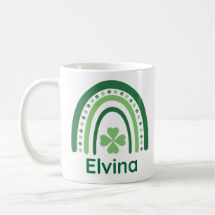 Elvina Name Clover Boho Rainbow Coffee Mug
