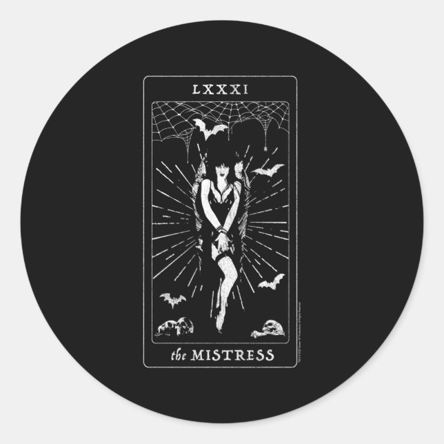 Elvira Mistress Of The Dark Mistress Tarot Card Classic Round Sticker (Front)
