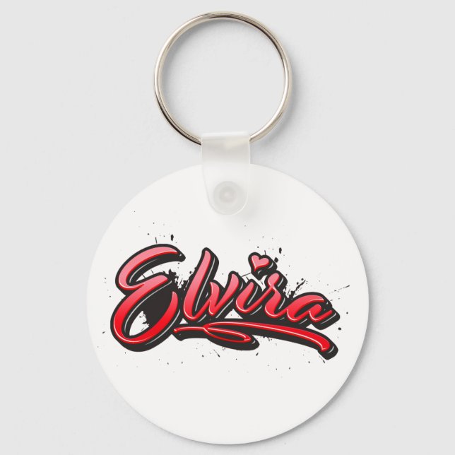 Elvira red Heart Graffiti Schlüsselanhänger Keychain (Front)