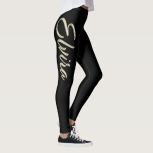 Elvira white gold Handwriting trousers Leggings