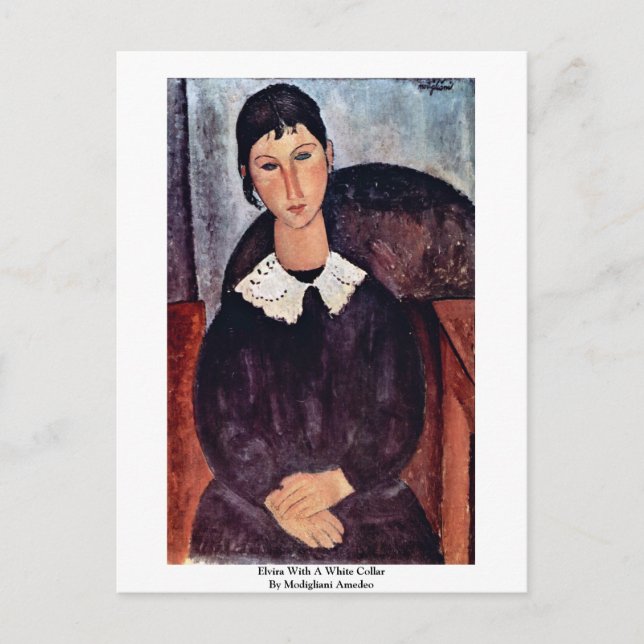 Elvira With A White Collar By Modigliani Amedeo Postcard (Front)