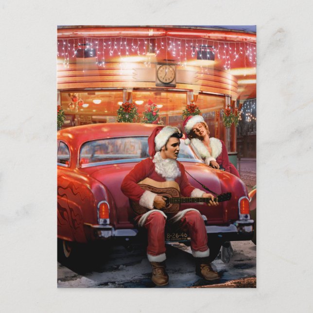 Elvis and Marilyn Christmas Holiday Postcard (Front)