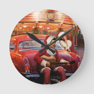Elvis and Marilyn Christmas Round Clock