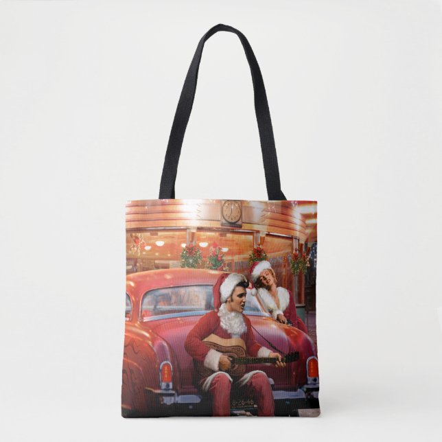 Elvis and Marilyn Christmas Tote Bag (Front)