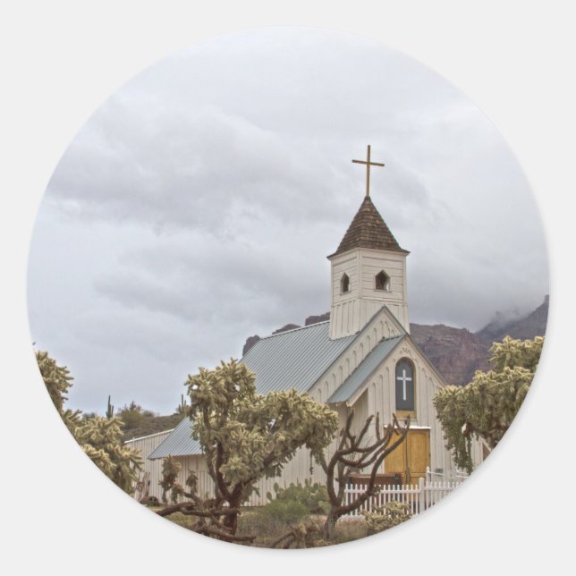 Elvis church at the Superstition mountains Classic Round Sticker (Front)