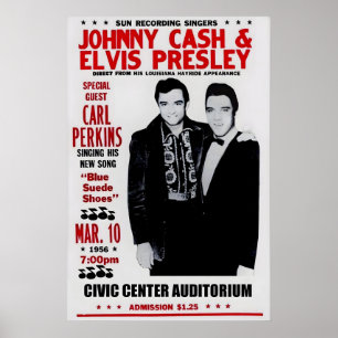 Elvis Presley, Johnny Cash, Carl Perkins 1950s Poster