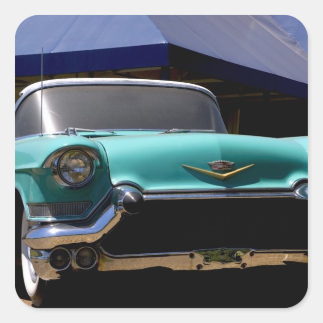 Elvis Presley's Green Cadillac Convertible in Square Sticker (Front)