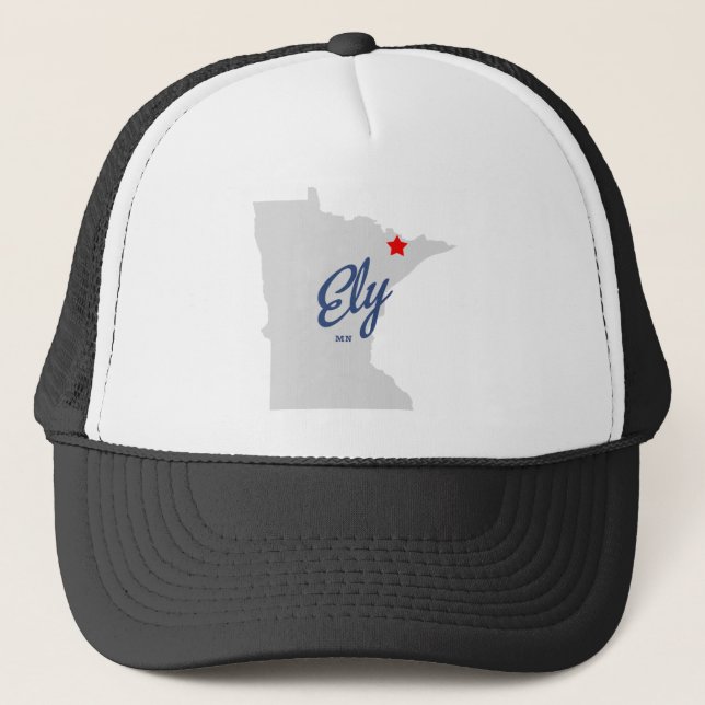 Ely Minnesota MN Shirt Trucker Hat (Front)