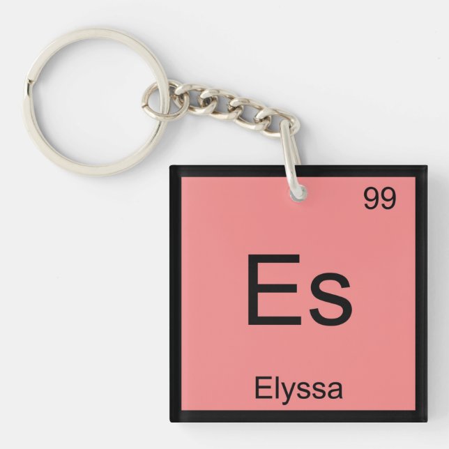 Elyssa Name Chemistry Element Periodic Table Keychain (Front)