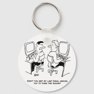 Email Computer Lesson. Funny Cartoon Keychain