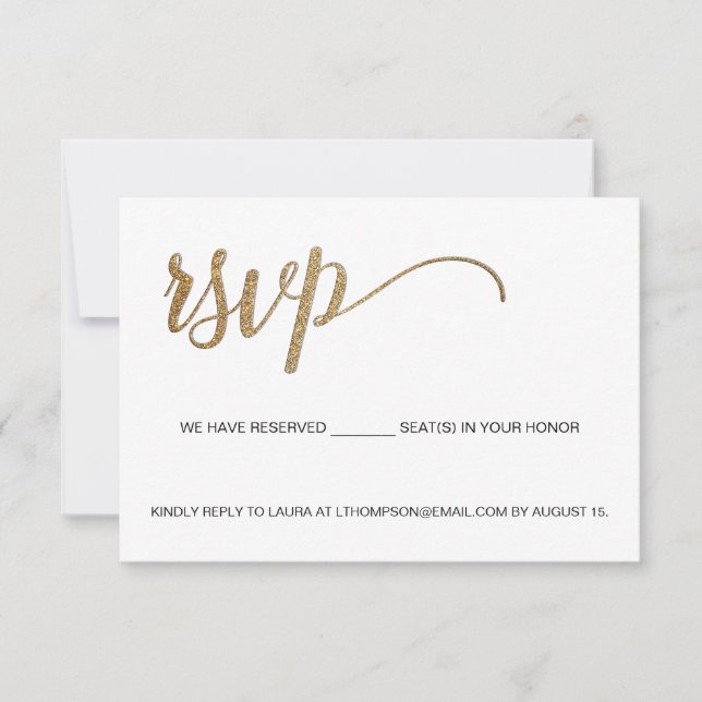 Email RSVP Custom QR Code reserved seats Gold (Front)