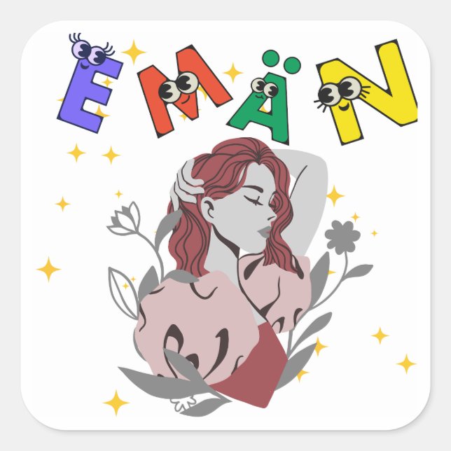 EMAN cute name design Square Sticker (Front)