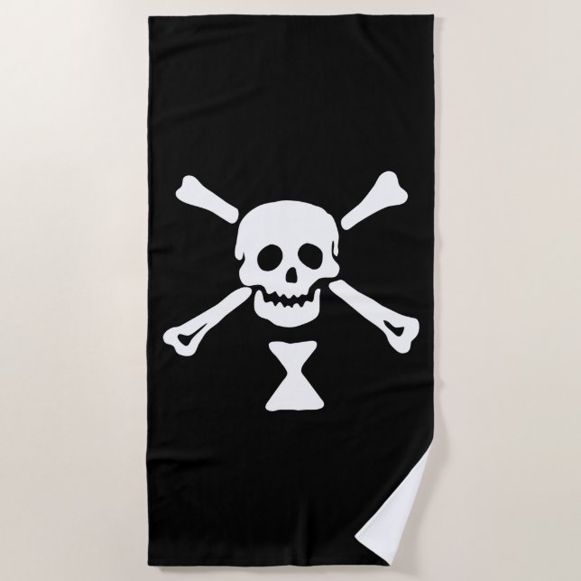 Emanuel Wynne Pirate Flag Jolly Roger Beach Towel (Front)