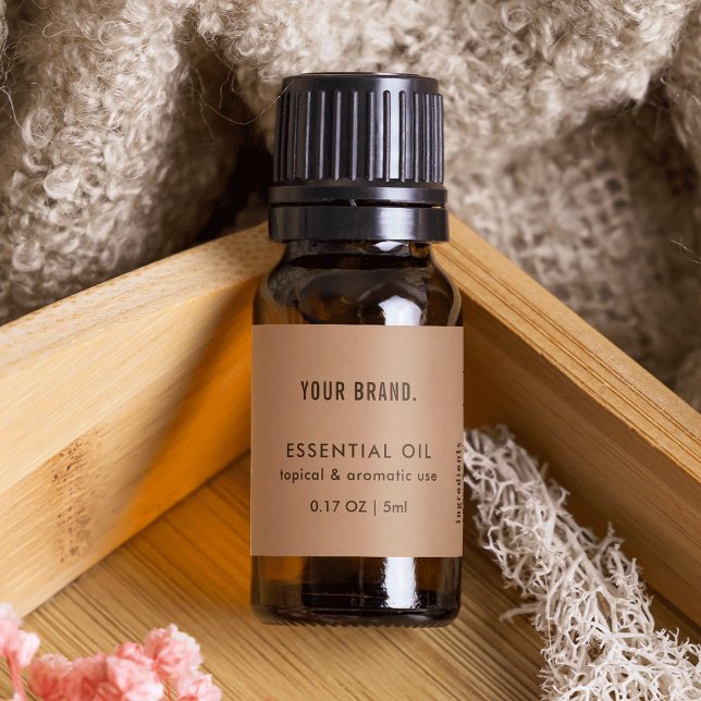 Emballage à goutte neutre Beige Essential (Neutral Beige Essential Oil Dropper Bottle Wrapper Label)