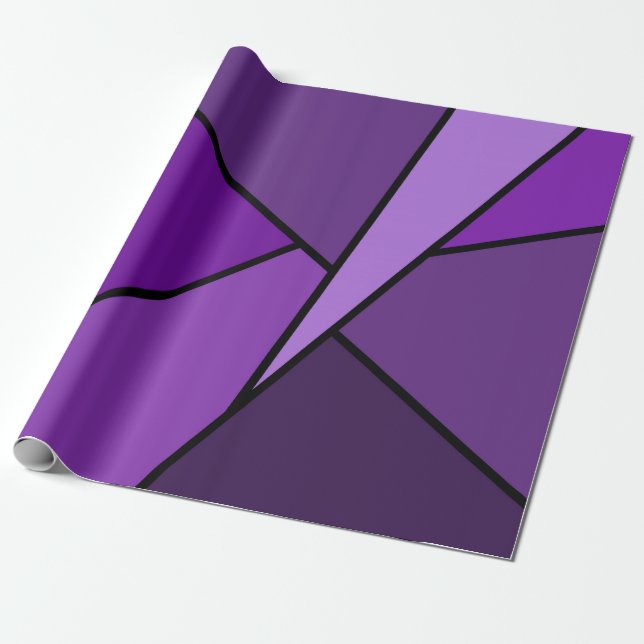 Emballage cadeau Abstrait en polygones violets (Déroulé)