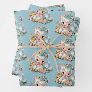 Emballage cadeau agneau de Pâques vintage rétro mi
