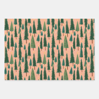 Emballage cadeau arbre rose, papier d'emballage mo