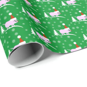 Emballage Cadeau Cochon de Noël avec Nez Rouge