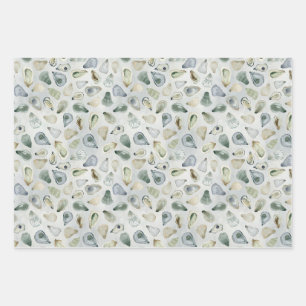 Emballage cadeau de coquilles huîtres aquarelle