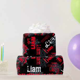 Emballage cadeau flocon de neige noir nom changean