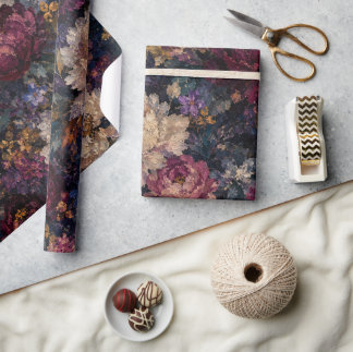 Emballage cadeau gothique floral élégant et lunati