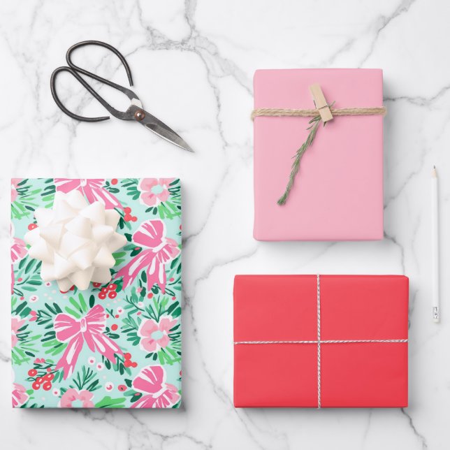 Emballage cadeau moderne rose Coquette Bow (Recto)