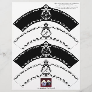 Emballage de cupcake Monogramme motifs noir et bla
