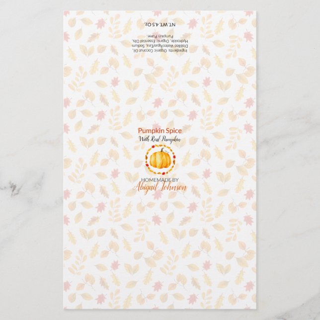 Emballage de savon citrouille | Papier lin (Devant)