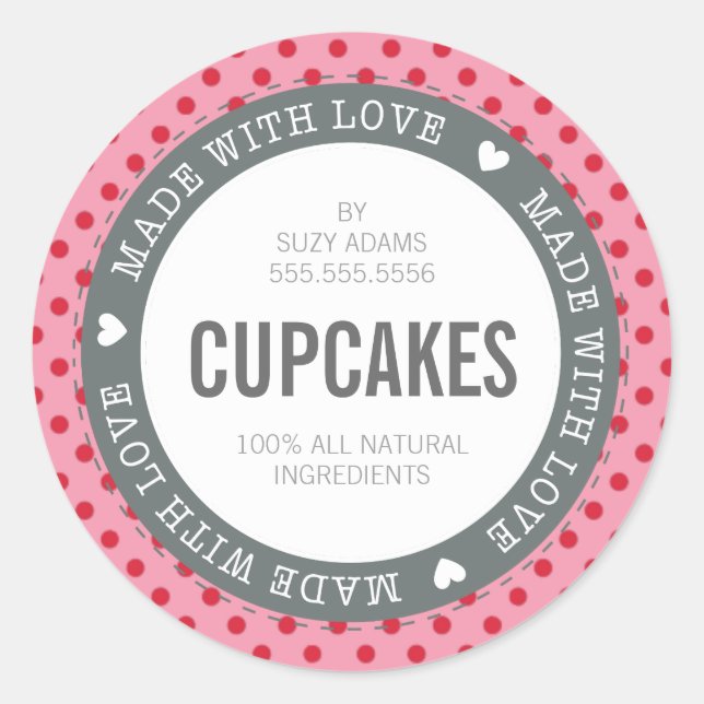 EMBALLAGE PRODUIT ÉTIQUETTE fait avec amour rose r (Devant)